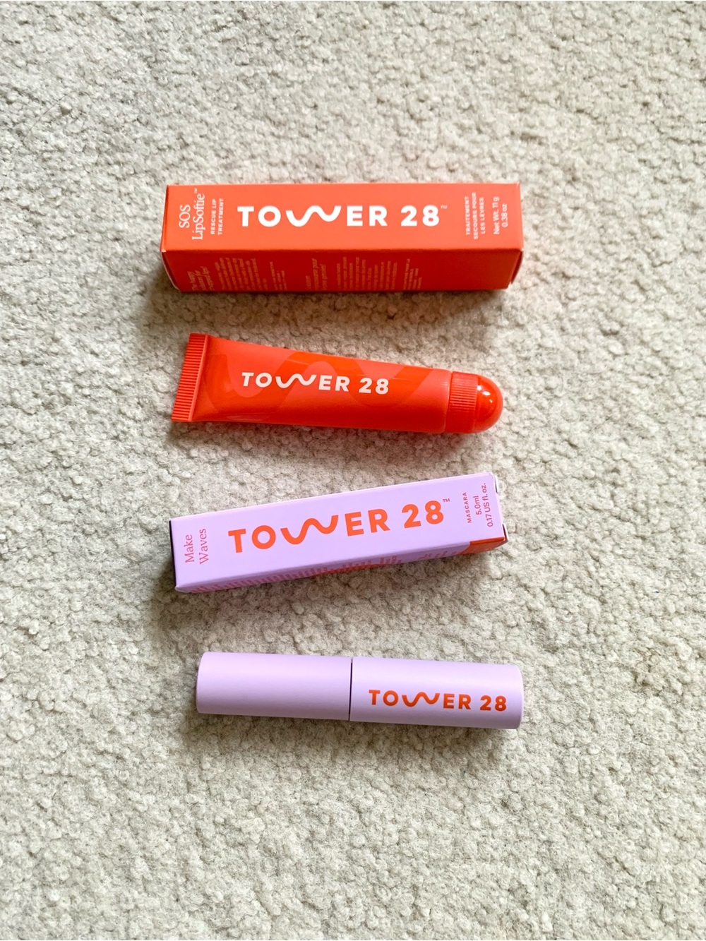 NEW/ TOWER 28 SOS Hydrating Lip Treatment & Mini Lengthening+Volumizing Mascara